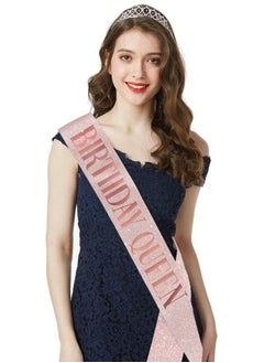 MARGOUN Birthday Queen Sash and Rhinestone Diamond Tiara Set Girls Women Birthday Decoration Party Supplies Rose Gold  - Image 2