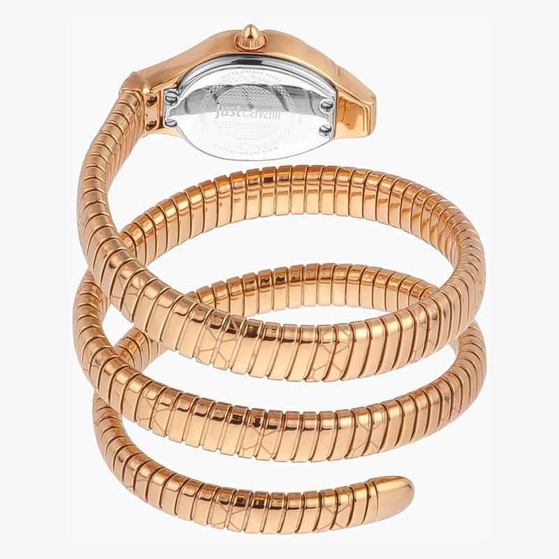 جاست كافالي ساعة نسائية من جاست كافاللي بهيكل من الفولاذ المقاوم للصدأ بلون اللون الذهبي الوردي وسوار من الفولاذ المقاوم للصدأ بلون اللون الذهبي الوردي. - Image 3