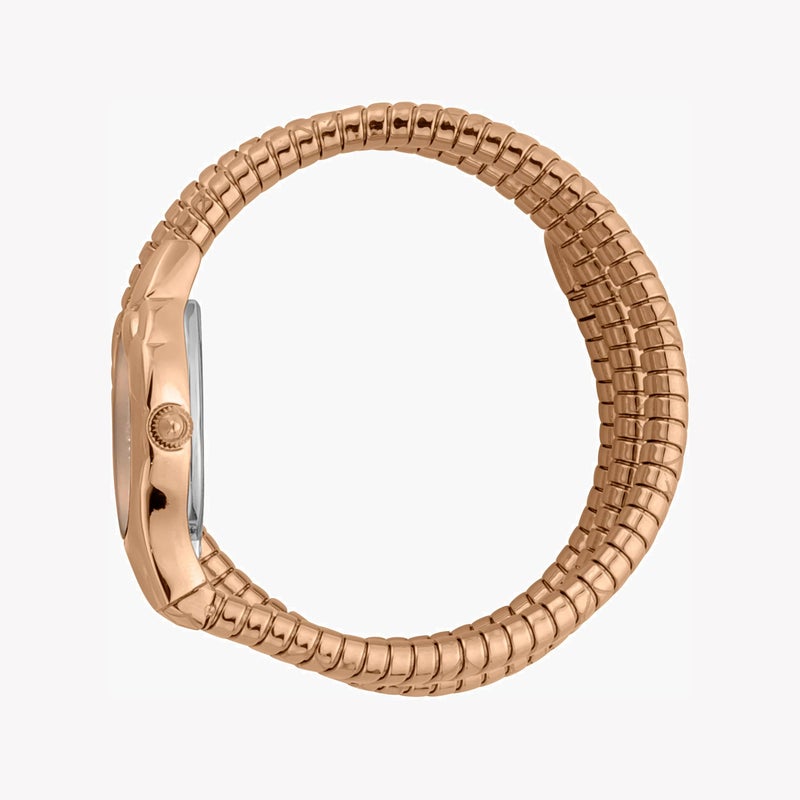 جاست كافالي ساعة نسائية من جاست كافاللي بهيكل من الفولاذ المقاوم للصدأ بلون اللون الذهبي الوردي وسوار من الفولاذ المقاوم للصدأ بلون اللون الذهبي الوردي. - Image 2