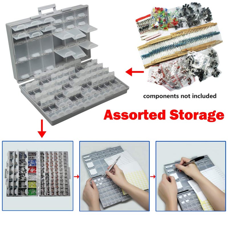 AideTek AideTek BOXALL96 96 Lids Enclosure SMD SMT Parts Organizer Surface Mount Box Labels  - Image 4