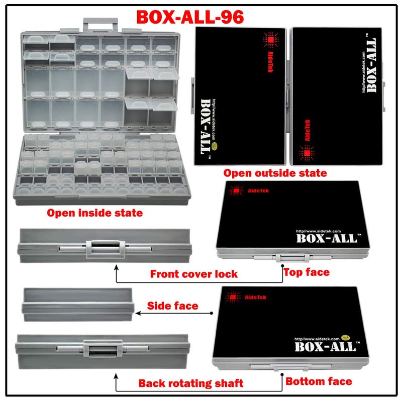 AideTek AideTek BOXALL96 96 Lids Enclosure SMD SMT Parts Organizer Surface Mount Box Labels  - Image 2