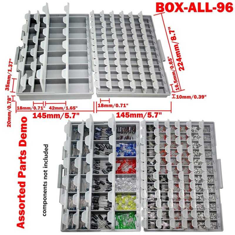 AideTek AideTek BOXALL96 96 Lids Enclosure SMD SMT Parts Organizer Surface Mount Box Labels  - Image 3