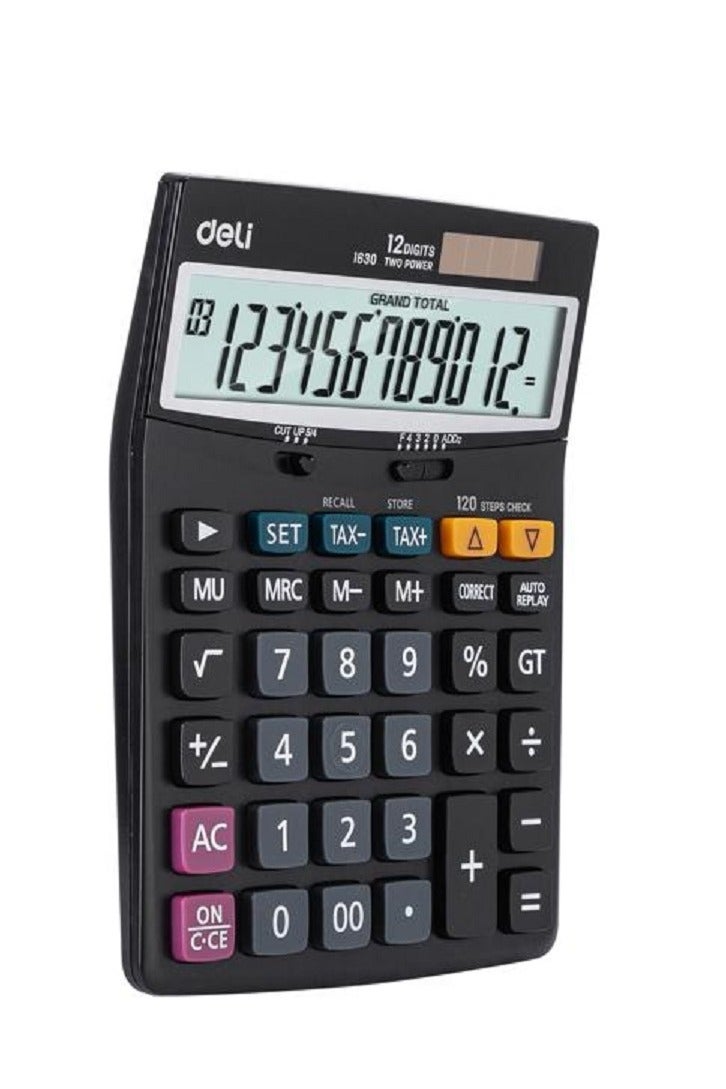 Deli 12-digit dual power desktop calculator with tax function - Image 2