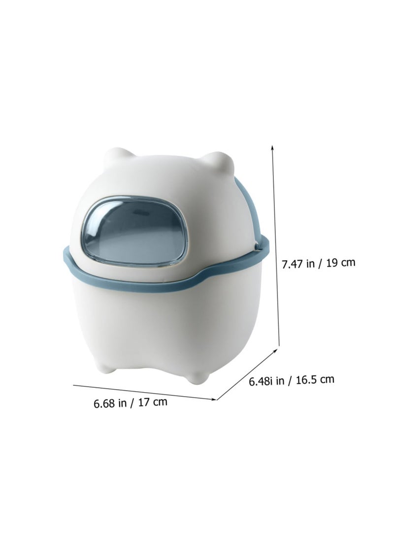 MAPPLE CREATION MAPPLE CREATION Desktop Trash Can Mini Wastebasket Garbage Trash Container Bucket Waste Container with Lid Bear Wastebasket Cute Trash Can for Bedroom Compost The Pet with Cover Blue  - Image 4