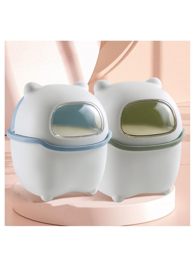 MAPPLE CREATION MAPPLE CREATION Desktop Trash Can Mini Wastebasket Garbage Trash Container Bucket Waste Container with Lid Bear Wastebasket Cute Trash Can for Bedroom Compost The Pet with Cover Blue  - Image 2