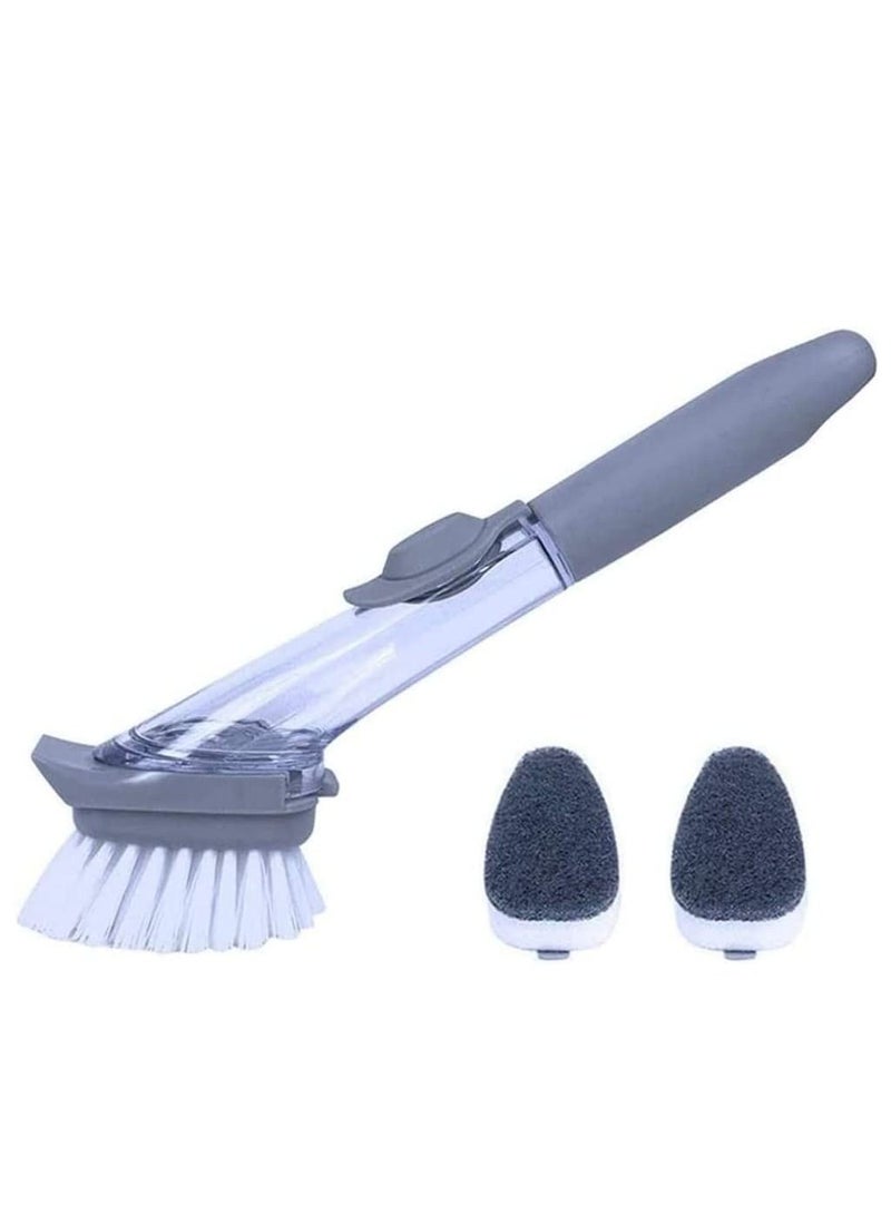 Y&D Dish Scrub Brush, Soap Wand Refills Sponge, Replaceable Sponge Brush Heads,Reusable for Sink Pot Kitchen Cleaning Including1 with Handle and 2 Replacement Head - Image 1