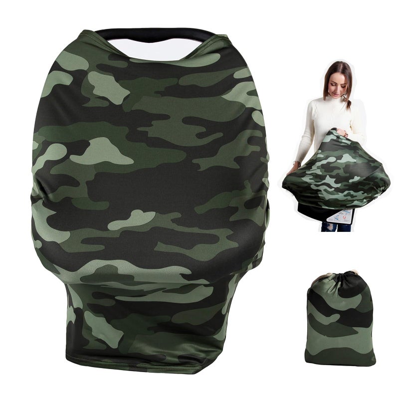 TUOKING TUOKING Car Seat Covers for Babies MultiUse CoverSilky Mom Nursing Cover Infant Breastfeeding Scarf Shopping Cart High Chair UltraSoft Stretchy for Boys and Girls Camo