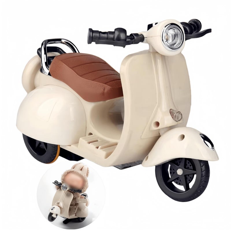 Liotww Motorcycles Scooter Toy Doll with Light and Music Cute Have a Seat for Accessories Decor Desktop Ornaments Collectors OffWhite - Image 3