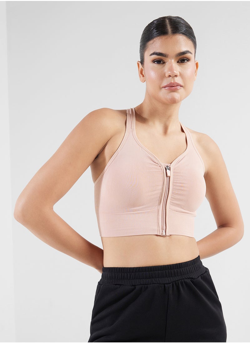 FRWD Front Zip Sports Bra With Back Cutout Detail  - Image 1
