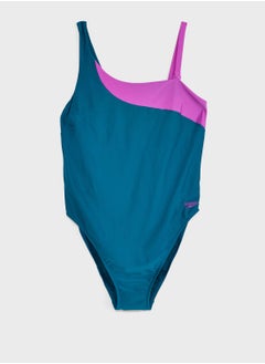 speedo Solid Asymmetric Swimsuit  - Image 1