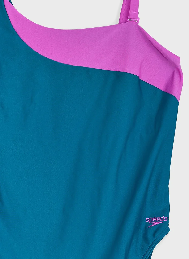 speedo Solid Asymmetric Swimsuit