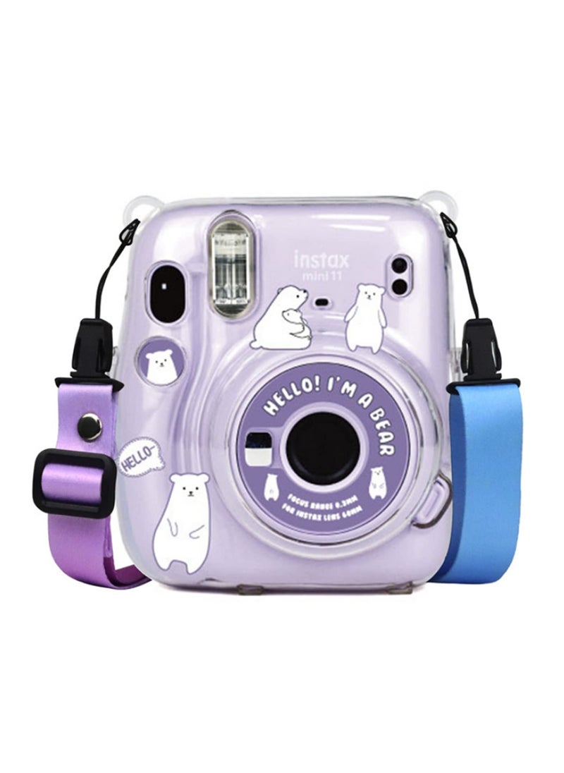 Generic For Polaroid Instax Mini 11 Crystal Clear Protective Case Photo Storage Bag Shell Transparent Cover with Adjustable Strap and Built-in Film Pocket Waterproof Dustproof Shockproof Design  - Image 1