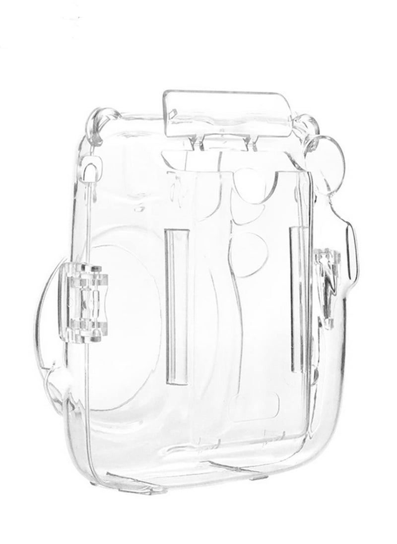 For Polaroid Instax Mini 11 Crystal Clear Protective Case Photo Storage Bag Shell Transparent Cover with Adjustable Strap and Built-in Film Pocket Waterproof Dustproof Shockproof Design