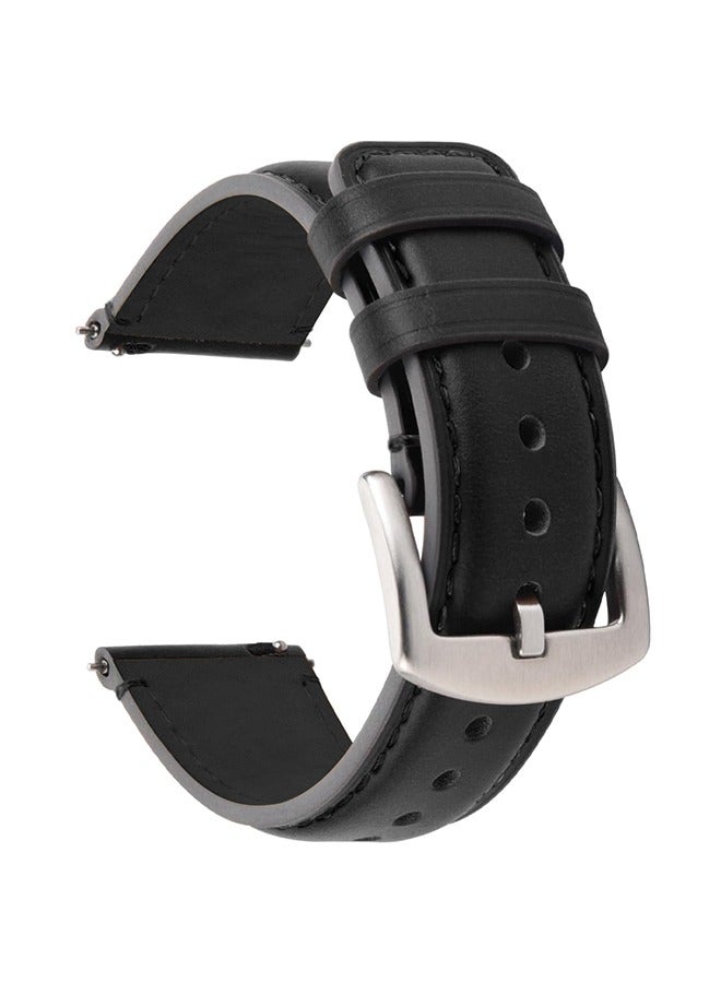 O Ozone Leather Strap for Samsung Galaxy Watch 3 45mm/Galaxy Watch 46mm/Gear S3 Frontier/Classic, 22mm Genuine Leather Replacement Wristband - Black - Image 1