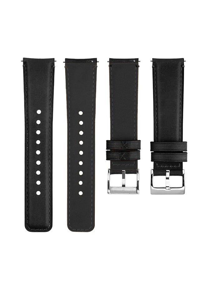 O Ozone Leather Strap for Samsung Galaxy Watch 3 45mm/Galaxy Watch 46mm/Gear S3 Frontier/Classic, 22mm Genuine Leather Replacement Wristband - Black - Image 2