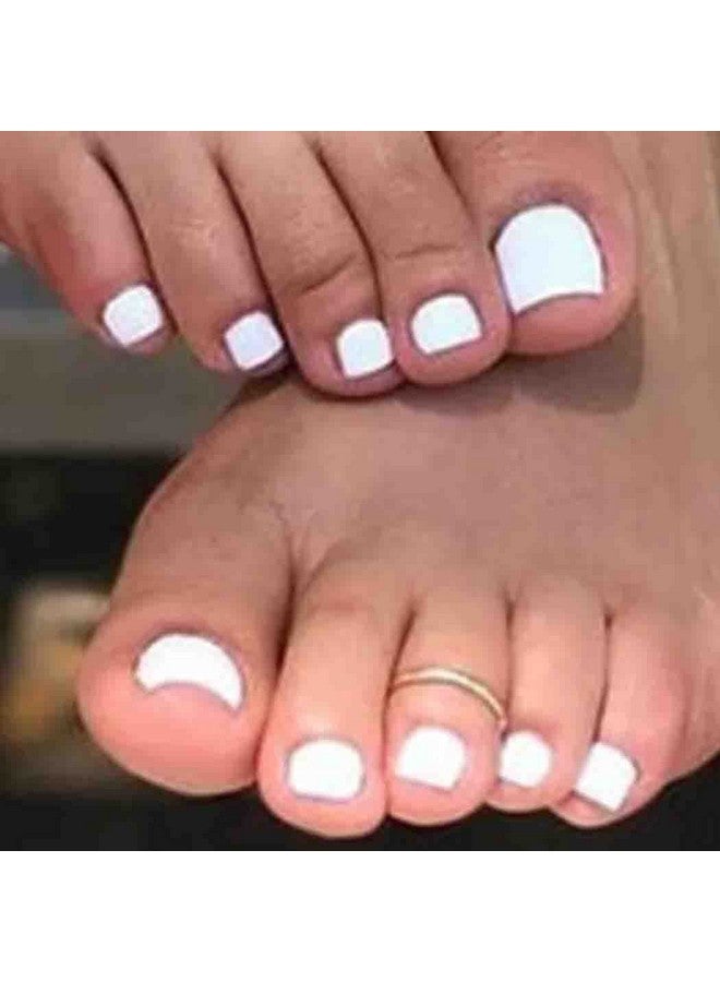 Outyua Solid Square Fake Toenails Matte Press on Toe Nails Short Acrylic False Toes Nails Cute Artificial Beach Full Cover Toenail White for Women 24 Pcs (White) - Image 3