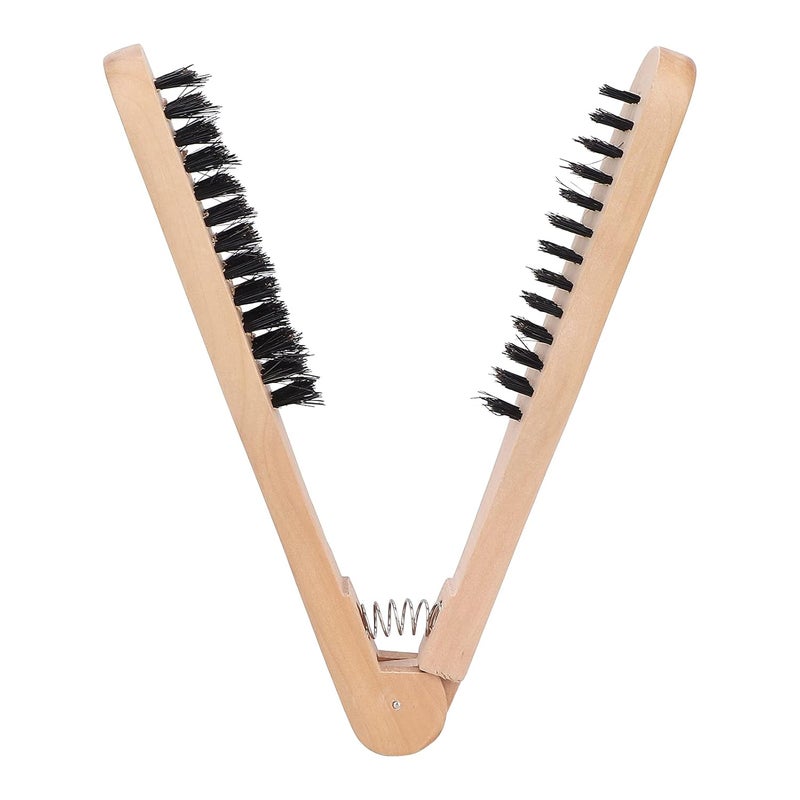 klarako Straightening Comb Double Brush, Heat Resistant Antistatic Wood Handle Gripper Hair Comb Double Sided Brush Comb Clamp Styling Tool For Straight Curly Hair - Image 2