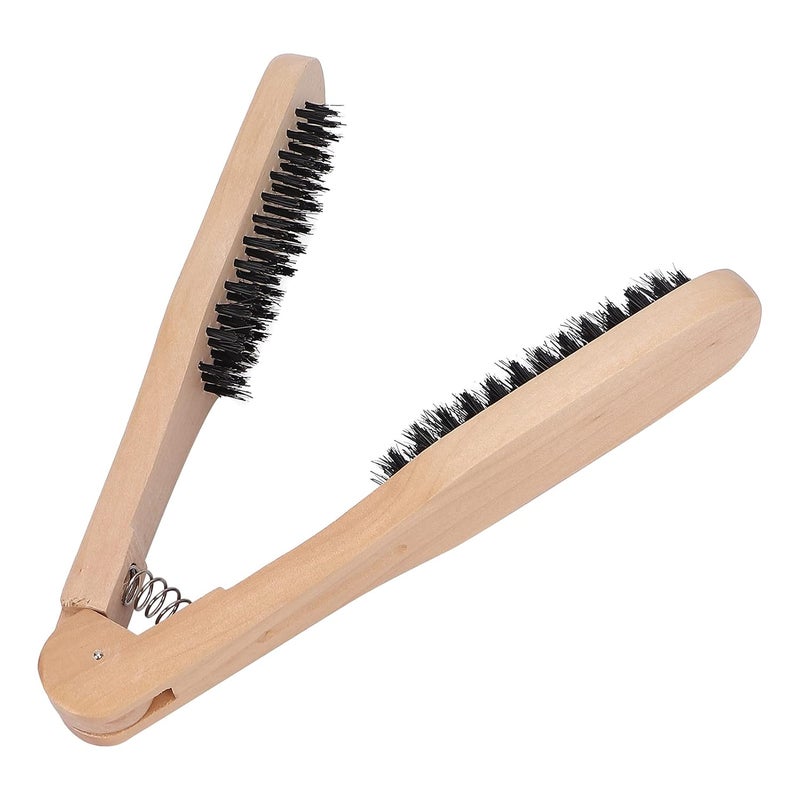 klarako Straightening Comb Double Brush, Heat Resistant Antistatic Wood Handle Gripper Hair Comb Double Sided Brush Comb Clamp Styling Tool For Straight Curly Hair - Image 1