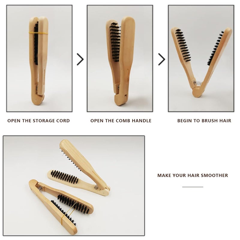 klarako Straightening Comb Double Brush, Heat Resistant Antistatic Wood Handle Gripper Hair Comb Double Sided Brush Comb Clamp Styling Tool For Straight Curly Hair - Image 4