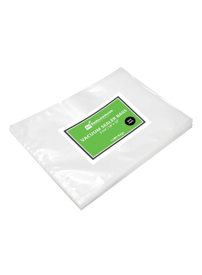 Restaurantware Fresh Hero 16 x 12 Inch Vacuum Sealer Bags, 1000 Food Storage Bags - 3 mil Thick, Microwavable, Clear Plastic Sous Vide Bags, Freezable, For Storing Food Or Sous Vide Cooking  - Image 1