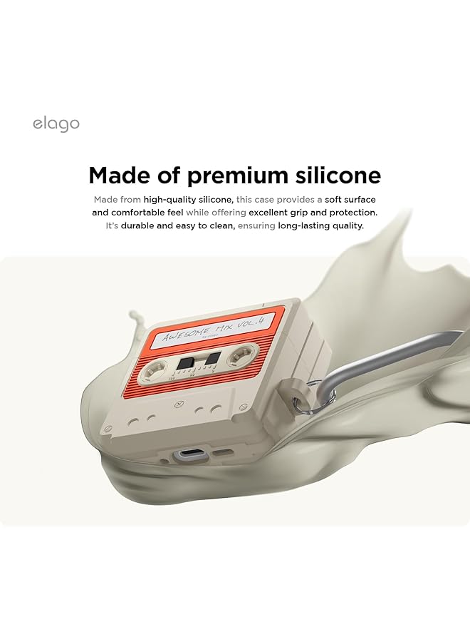 Elago Airpods 4 Cassette Tape Case Classic White Red - Image 4