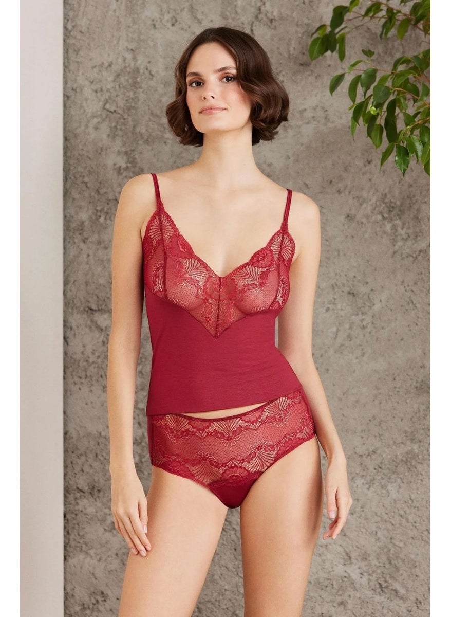 pierre cardin 360 Women's Thong Undershirt Panties Set - Burgundy 