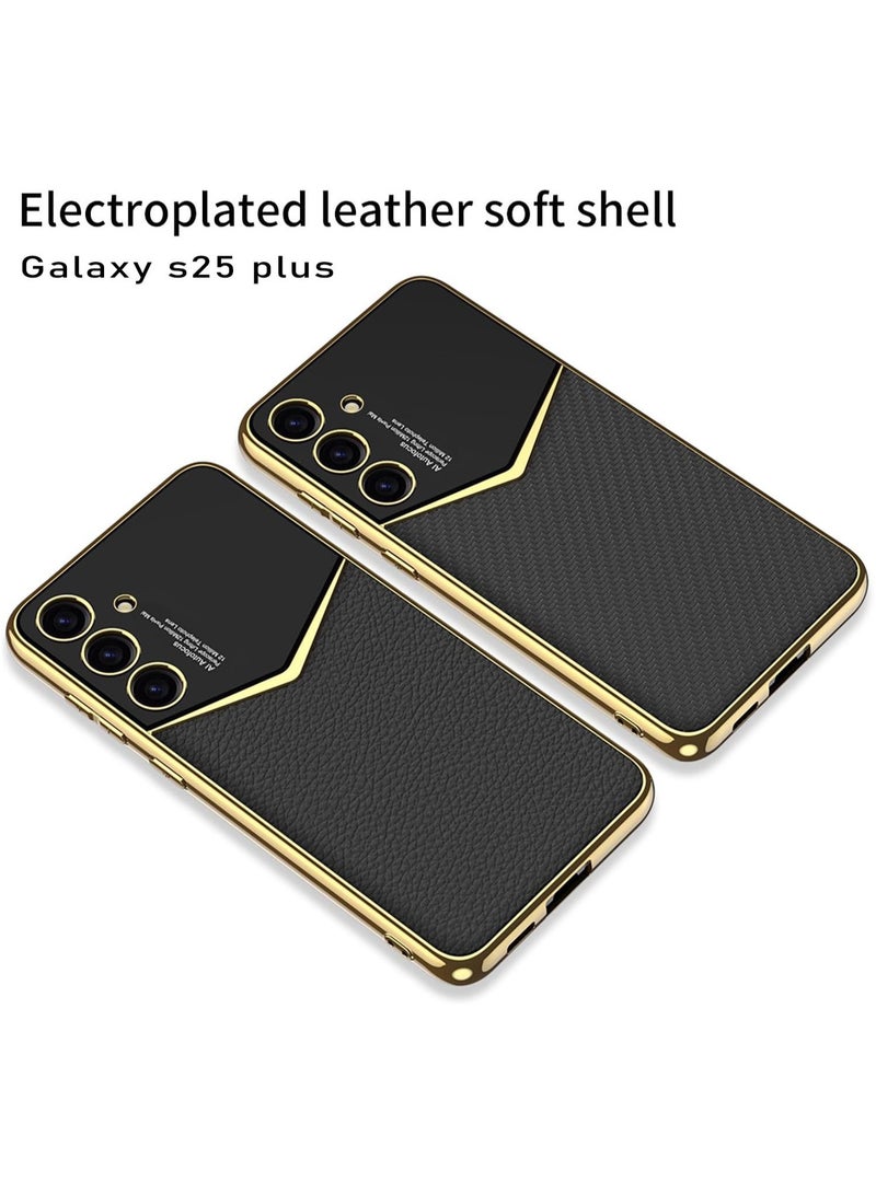 GKK Luxury Leather Case for Samsung Galaxy S25 Plus (2025) ,Electroplated Ultra-Thin, Anti-Drop, All-Round Protection Phone Cover Support Wireless Charging with Pen Slot Design - Pen Not Included  - Image 4