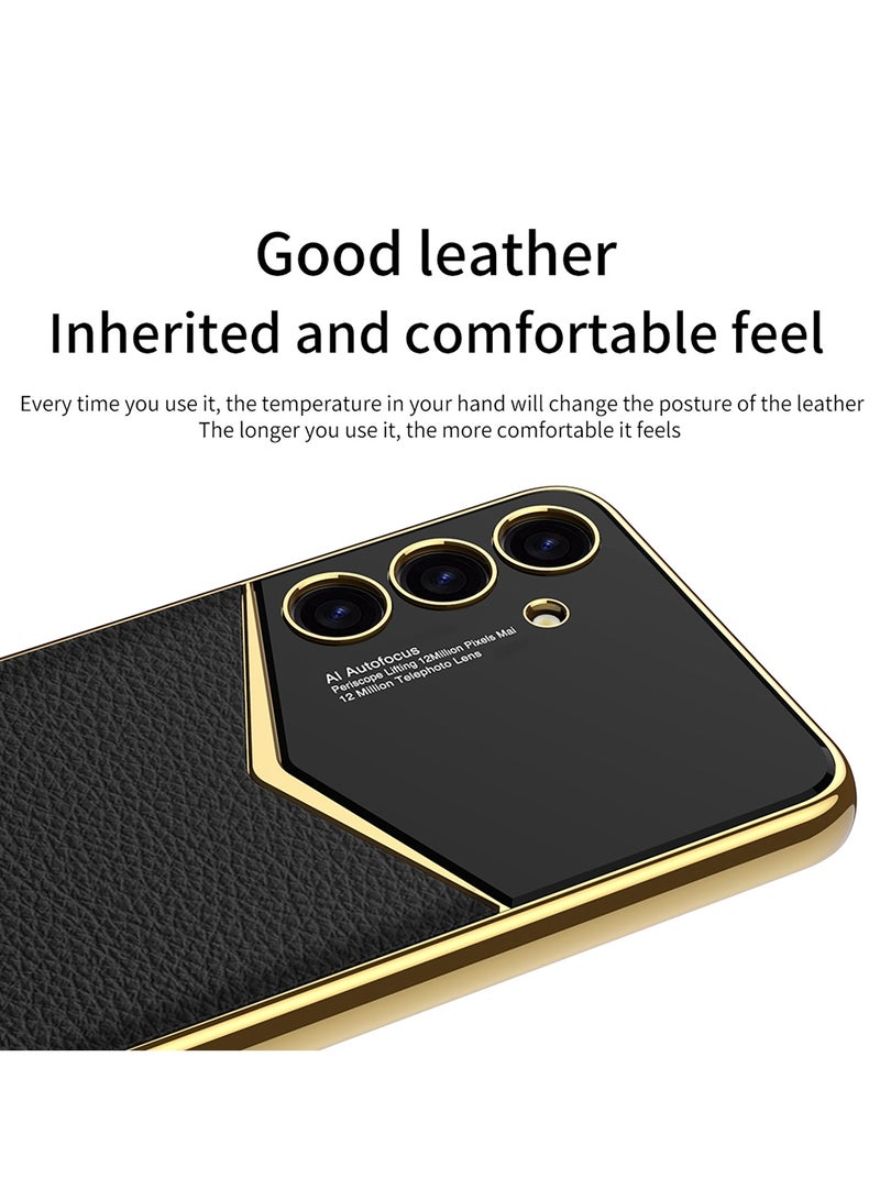 GKK Luxury Leather Case for Samsung Galaxy S25 Plus (2025) ,Electroplated Ultra-Thin, Anti-Drop, All-Round Protection Phone Cover Support Wireless Charging with Pen Slot Design - Pen Not Included  - Image 3
