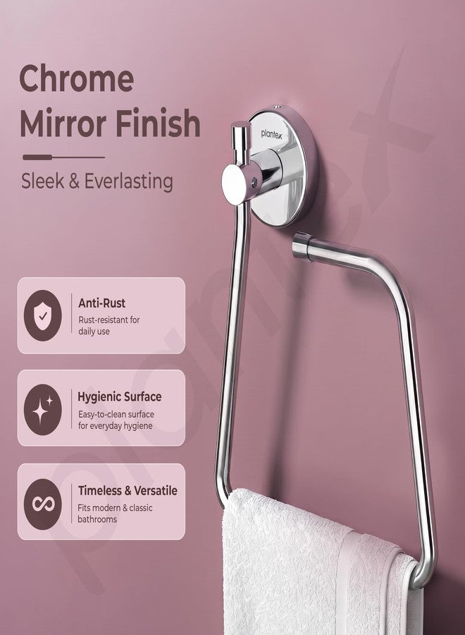 Plantex Stainless Steel Towel Ring for Bathroom/Napkin-Towel Hanger/Wash Basin/Bathroom Accessories - (Chrome-Rectangle) - Pack of 1 - Image 3