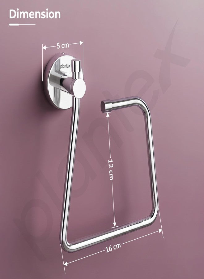 Plantex Stainless Steel Towel Ring for Bathroom/Napkin-Towel Hanger/Wash Basin/Bathroom Accessories - (Chrome-Rectangle) - Pack of 1 - Image 1