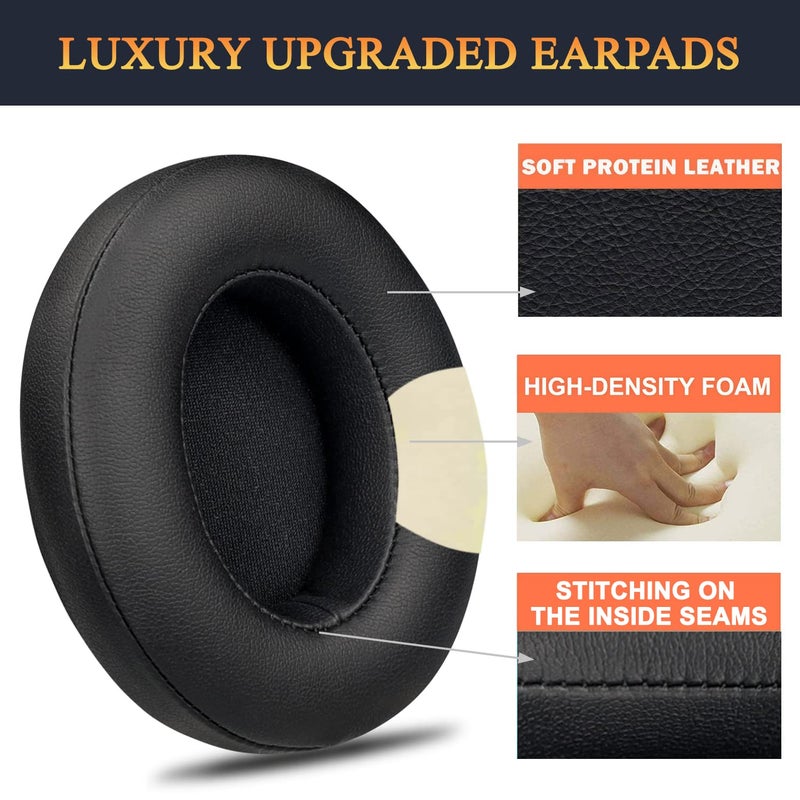SoloWIT Replacement Ear Pads Cushions for Beats Studio 2 & Studio 3 Wired/Wireless Over-Ear Headphones, Earpads with Soft Protein Leather, Noise Isolation Memory Foam (Black) - Image 5