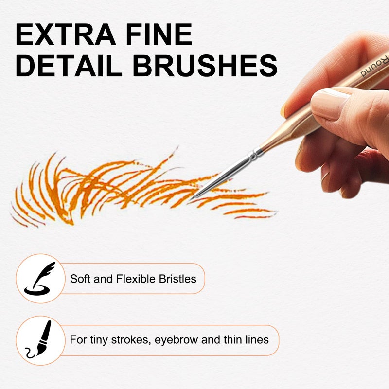Nicpro Detail Paint Brushes 5 PCS Aesthetic Extreme Fine Tip 10/0 Professional Miniature Painting Artist Brush Set for Micro Watercolor Oil Acrylic Craft Models Rock Army Paint by Number for Adult - Image 3