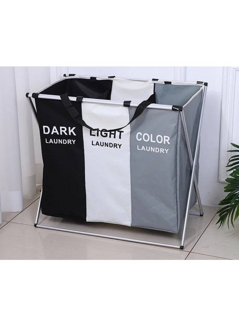 3-compartment foldable laundry basket - Image 1
