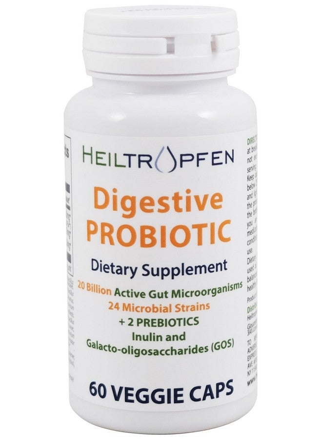 Heiltropfen Digestive Probiotic + Prebiotic | 24 Strains | 20 Billion CFU | 60 Capsules | Active Gut | Inulin and GOS | Dietary Supplement - Image 1