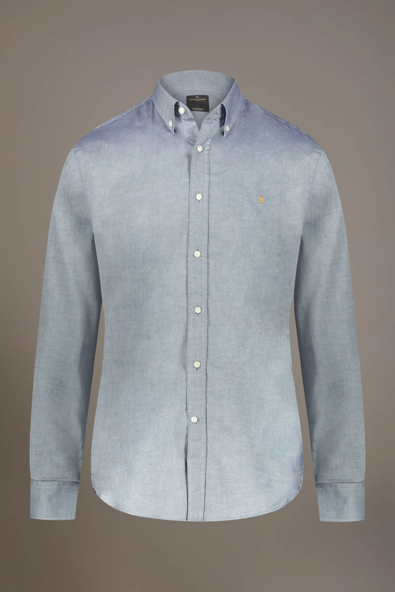 Doppelganger Blue Washed shirt button down collar comfrot - DK Blue for Men | Best Price UAE