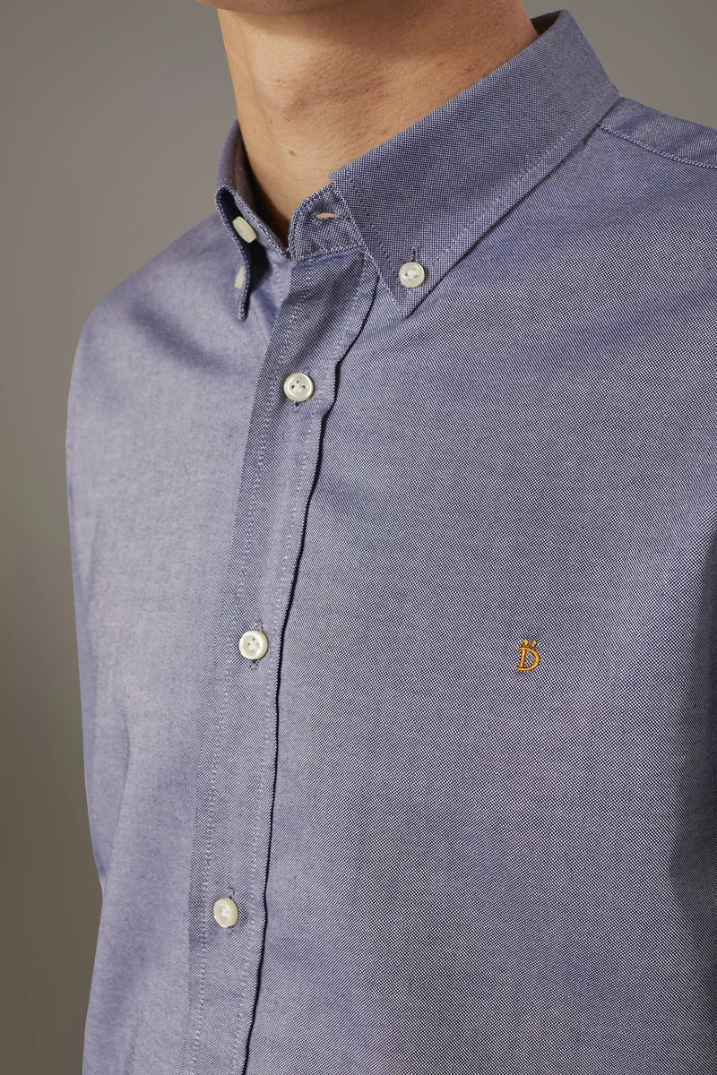 Doppelganger Blue Washed shirt button down collar comfrot - DK Blue for Men | Best Price UAE