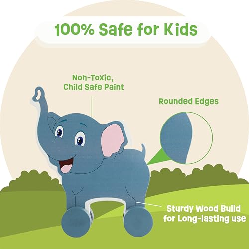 Babbles Jungle Safari Wooden Animal Wheel Toys for Kids, Premium Push & Roll Toys for Toddlers 1-3 Years, Promotes Motor Skills, Imaginative Play, Storytelling (Animals) - Image 5