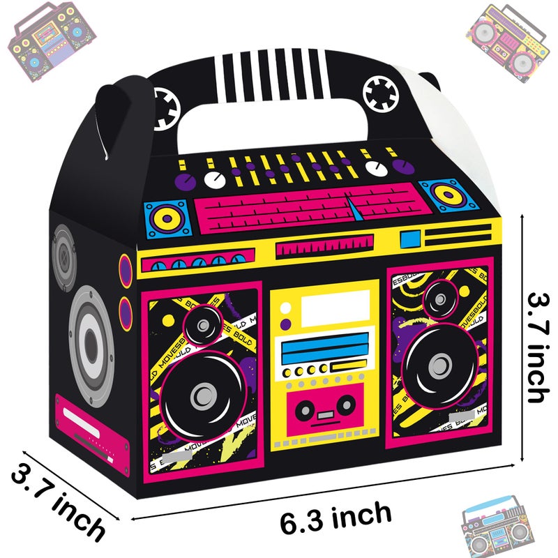umoni 80s 90s Party Supplies Boombox Favor Boxes Radio Birthday Party Decorations 12PCS Radio Treat Boxes 1980s Party Favor Gable Gift Box for Retro Music Theme Party Decor - Image 2