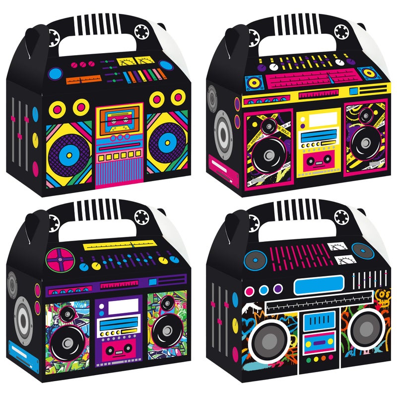 umoni 80s 90s Party Supplies Boombox Favor Boxes Radio Birthday Party Decorations 12PCS Radio Treat Boxes 1980s Party Favor Gable Gift Box for Retro Music Theme Party Decor - Image 1