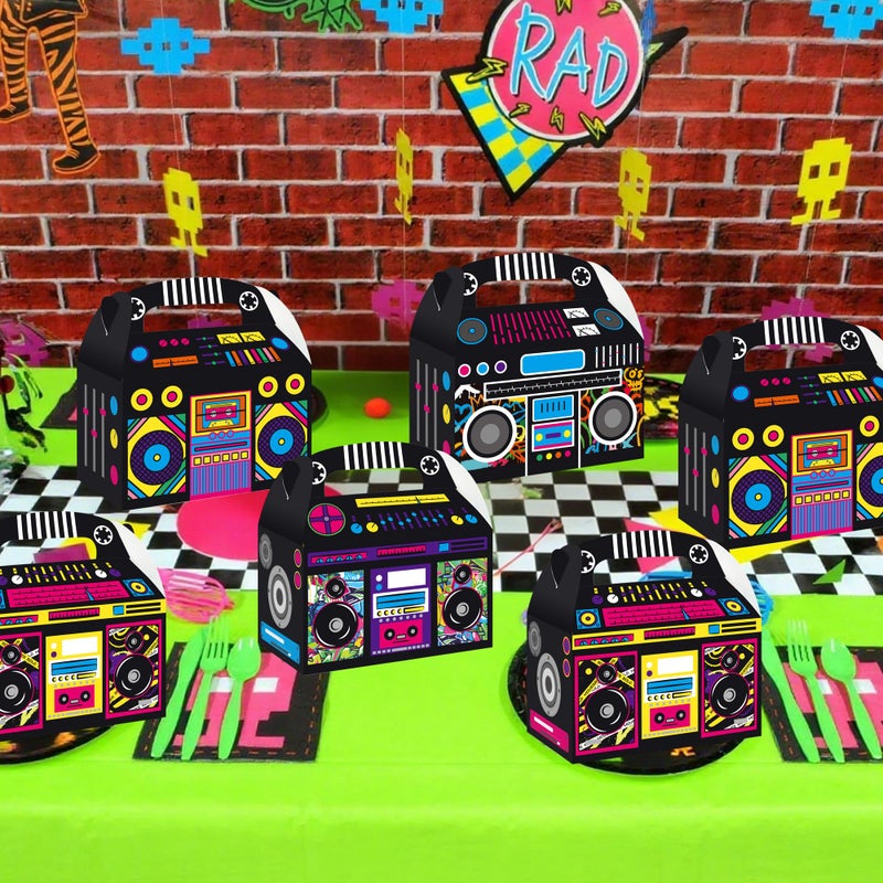 umoni 80s 90s Party Supplies Boombox Favor Boxes Radio Birthday Party Decorations 12PCS Radio Treat Boxes 1980s Party Favor Gable Gift Box for Retro Music Theme Party Decor - Image 5