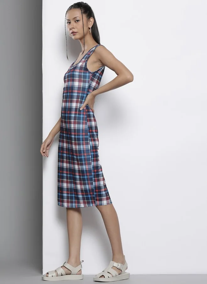 SASSAFRAS Bodycon Dress for Women in Blue and Red
