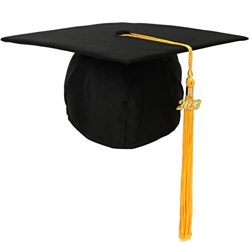 Newrara Graduation Unisex Matte Adult Graduation Cap with Tassel (BlackGold) - Image 1
