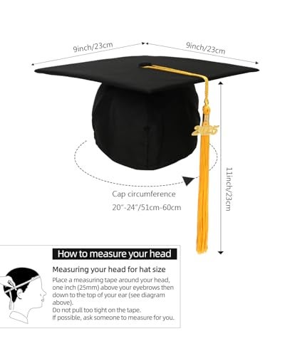 Newrara Graduation Unisex Matte Adult Graduation Cap with Tassel (BlackGold) - Image 4