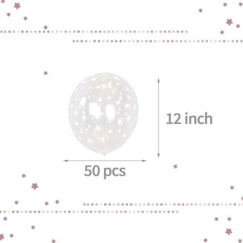 AnnoDeel 50 pcs Clear Star Round Latex Balloons 12inch Clear Trransparent Balloons for Baby Shower Brithday Wedding Party Balloon decoration - Image 5