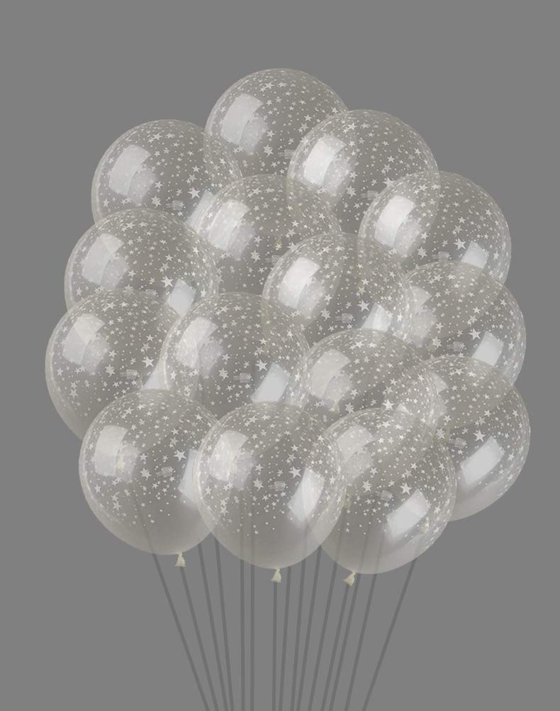 AnnoDeel 50 pcs Clear Star Round Latex Balloons 12inch Clear Trransparent Balloons for Baby Shower Brithday Wedding Party Balloon decoration - Image 3