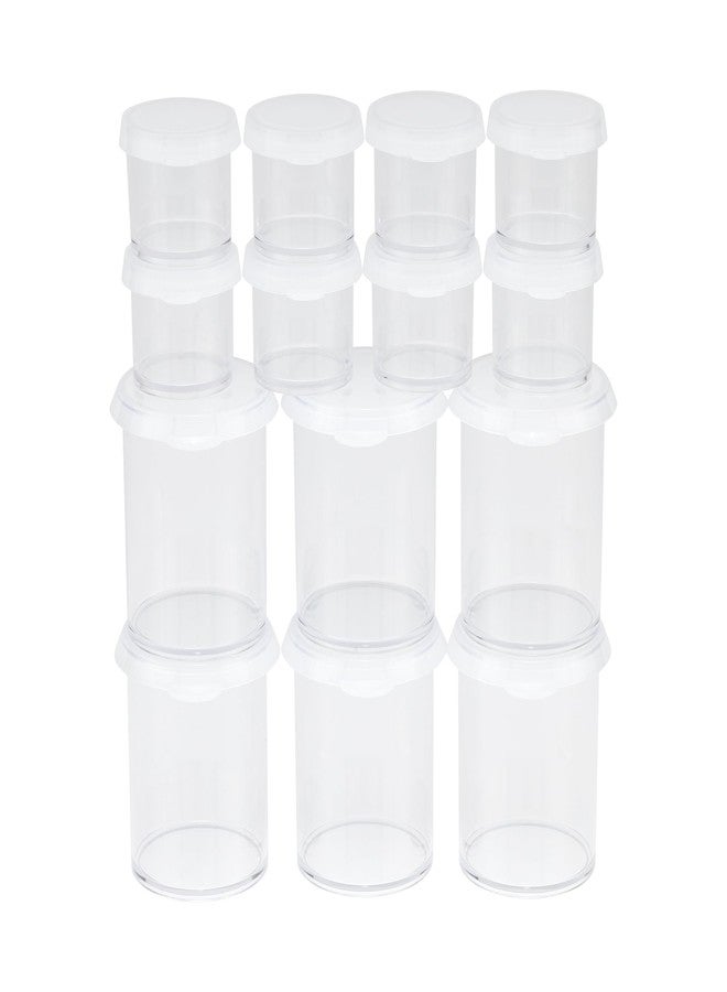 Creative Mark Assorted Pack of 14 Storage Cups - 8 Small 10 ml & 6 Large 45 ml Durable Clear Plastic Paint Containers with Lids for Artists, Students, Professionals - Image 1
