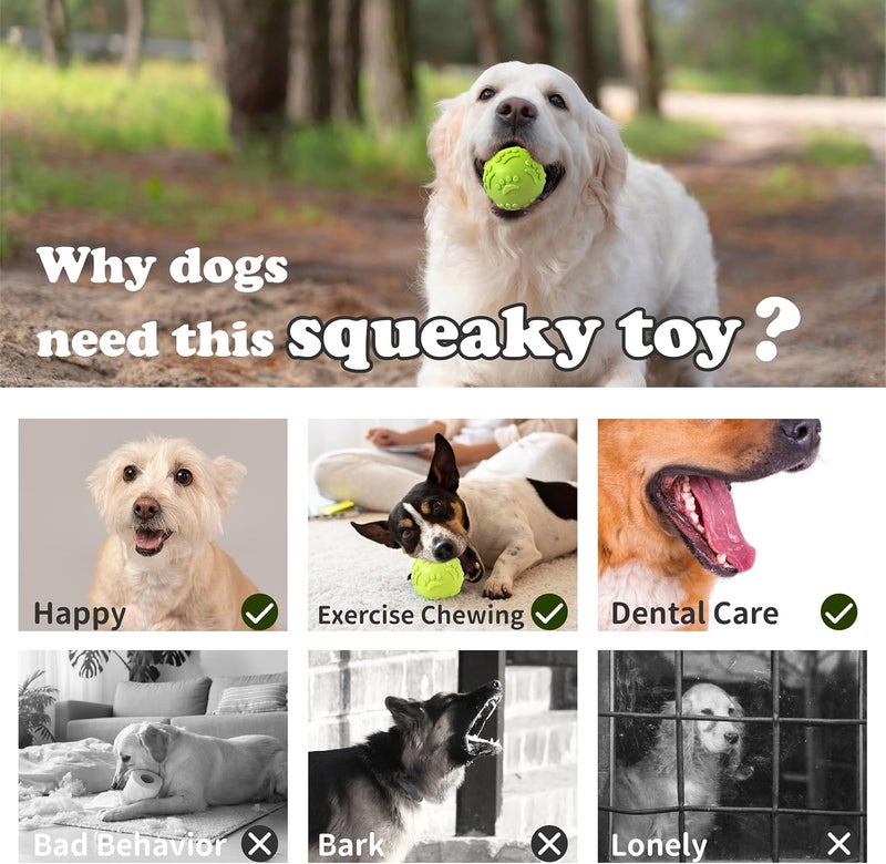 Petcronies Squeaky Dog Toy Ball - Durable Interactive Toy for Aggressive Chewers (Green) - Image 4