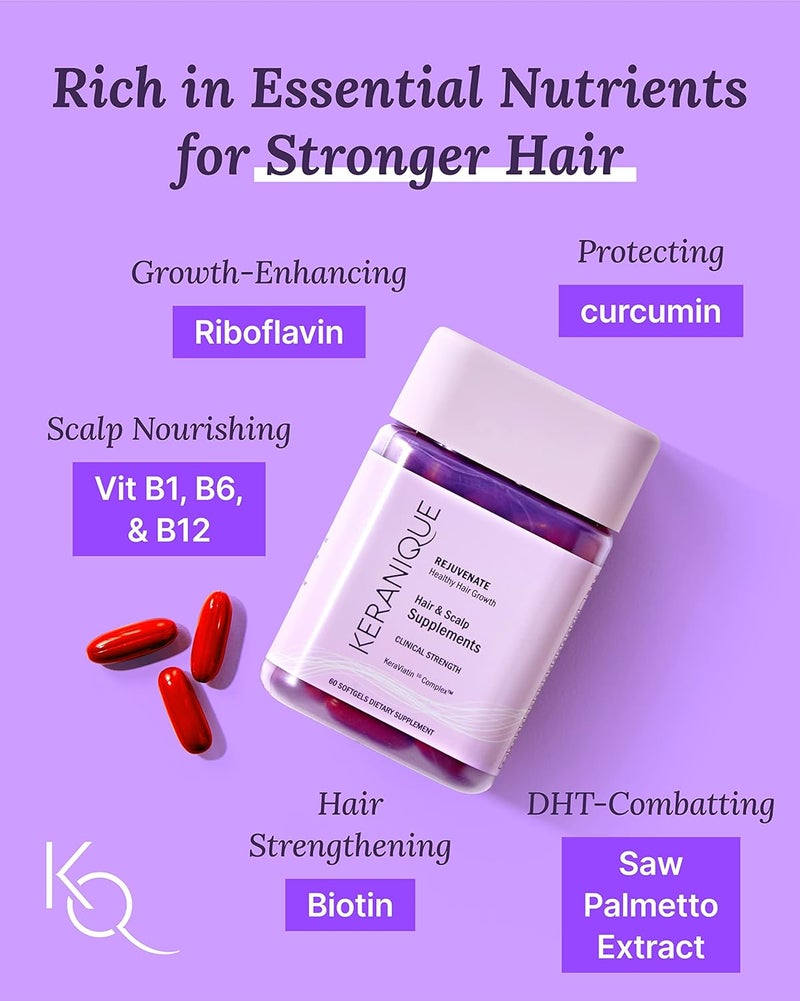 Keranique KeraViatin Hair  Scalp Health Supplement Clinical Strength Biotin Vitamin B 120 Softgels60 Count Pack of 2 - Image 3
