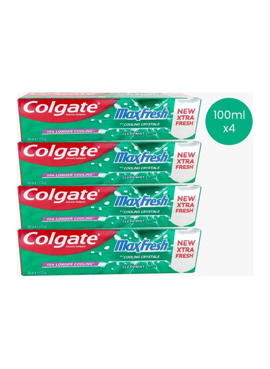 Colgate Maxfresh Cooling Crystals Clean Mint 100 Ml Pack of 4