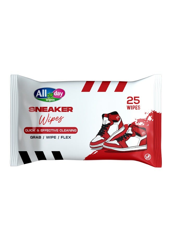 All day wipes All Day Sneaker Wet Wipes (Quick & Effective Cleaning)-25 Count Grab/Wipe/Flex : Instantly Removes Dirt, Scuffs, and Stains from all Sneaker Materials. - Image 1